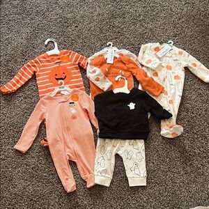 Carter's Halloween Baby Footie Bundle in Orange, Black, Cream